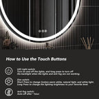 ROOMTEC LED Mirror,28" Round Backlit & Front-lit Vanity, Adjustable 3000K/4000K/6000K, Anti-Fog, Smart Touch, Stepless Dimmable