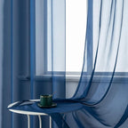 DUALIFE 72 Inch Length Navy Blue Curtains for Bedroom 2 Panels Set Semi Sheer Grommet Window Texture Soft Voile Sheer Curtains for Living Room Boys Playroom 52x72 Inches Long