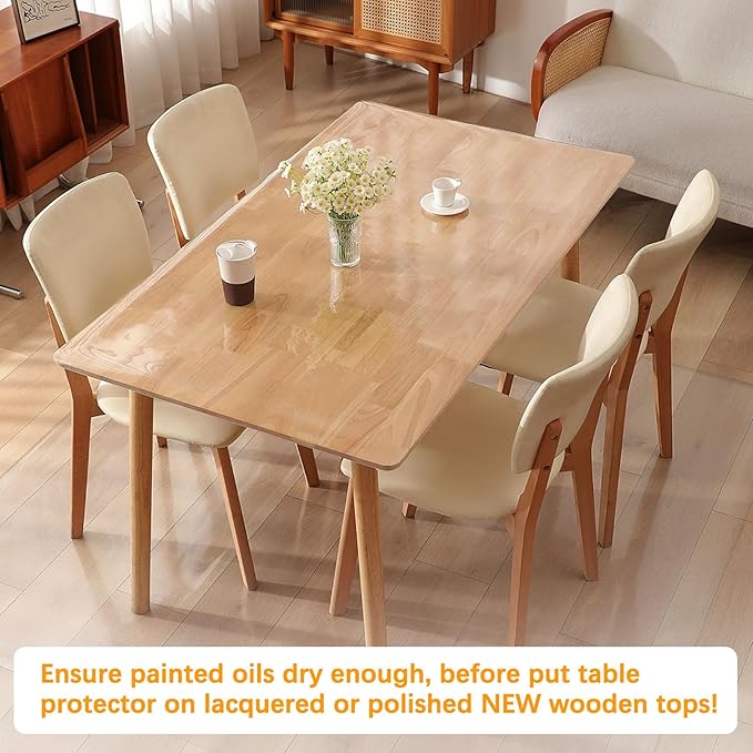 Clear Dining Table Protector Tablecloth Office Desk Pad Mat Wooden Furniture Coffee Glass Bistro Bar Table Cloth Top Topper Protection Waterproof Rectangular PVC Vinyl Plastic Cover 34 X 72 Inches 6ft