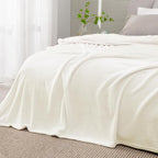 BEDELITE Fleece Blankets Queen Size Cream Throw Blankets for Bed, Luxury Plush Cozy Fuzzy Blanket 90x90 inches, Super Soft Warm Lightweight Throw Blanket All Seasons Suitable