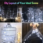 2 Pack 100LED Battery Operated Fairy Lights with Remote, 8 Modes LED String Lights with Timer, Dimmable, Memory Function, Waterproof Twinkle Lights for Outdoor Indoor Christmas Decor(Cool White)