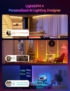 Lepro S1 AI LED Strip Lights for Bedroom - 100ft(2 Rolls of 50ft) Smart RGB Light Strips with IC and Rainbow Chasing Effects, Personalized Al Lighting Designer, No Remote, 2.4G Wi-Fi & Bluetooth