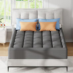ELEMUSE Dual Layer 3 Inch Memory Foam Mattress Topper Cal King, 2 Inch Cooling Gel Memory Foam Plus 1 Inch Down Alternative Pillowtop Mattress Pad with Cooling Cover, Soft Comfort Support, Grey