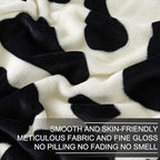 Fleece Cow Print Blanket - Premium Lightweight Anti-Static Bed Cow Throws Soft Cozy Warm Blankets Plush Gift, Bedroom Decor 66" x 90"(Black Cow Twin)