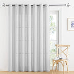 RYB HOME Linen Blended Curtains for Kitchen Dining Room, Elegant Farmhouse Style Light Filtering Half Privacy Wrinkle Resistance Sheer Drapes for Bedroom, Dove Grey, W 60 x L 90, 1 Pc