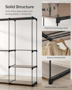 SONGMICS Portable Closet, Freestanding Closet Organizer, Clothes Rack with Shelves, Hanging Rods, Storage Organizer, for Cloakroom, Bedroom, 54.3 x 16.9 x 71.7 Inches, Taupe URYG025R02