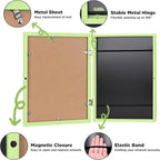 KINLINK 8.5x11 Kids Art Frames Set of 2, Solid Wood Kids Artwork Frames Changeable with Acrylic Front Opening Holds 150 Pictures, Art Frame for Kids Artwork with Mat or without Mat, Light Green