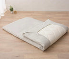 EMOOR Japanese Futon Mattress CLASSE & Fitted Sheet PRESSO Twin Made in Japan, Cotton (Gray) Foldable Floor Sleeping Bed Tatami Mat