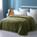Exclusivo Mezcla Fleece King Size Blanket for Bed, 90x104 Inches Soft Cozy Jacquard Flannel Blankets, Lightweight Fuzzy Plush Warm for Winter, Olive Green
