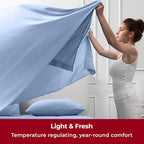 Mellanni Twin Sheets Set - 3 PC Iconic Collection Bedding - Hotel Luxury, Extra Soft, Cooling Bed Sheets - Wrinkle, Fade, Stain Resistant (Twin, Sky Blue)