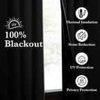 NICETOWN 100% Blackout Curtains 96 inches Long, Grommet Portable Blackout Travel Window Treatment Thermal Curtains Energy Saving for Bedroom/Home Theater, Off White W52 x L96, 2 Panels