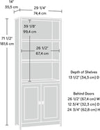 Sauder Cottage Road Book Shelf, Bookshelf with Storage, Library Bookcase with Doors and Adjustable Shelves, in Soft White Finish