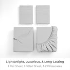 Mellanni King Sheets Set - 4 PC Iconic Collection Bedding - Hotel Luxury, Extra Soft, Cooling Bed Sheets - Wrinkle, Fade, Stain Resistant (King, Light Gray)