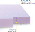 Mellow 4 Inch Ventilated Memory Foam Mattress Topper, Soothing Lavender Infusion, CertiPUR-US Certified, Full