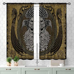 Norse Viking Curtains, Nordic Warriors Sword Celtic Rune Scandinavian Aesthetic Nation Valknut Mythology Window Drapery for Bedroom Living Room Bathroom 2 Panels, 55x39 Inch