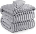 Bedsure GentleSoft King Size Blanket for Bed - Cozy Soft Blankets for Women, Cute Large Fleece Throws for Girls, Light Grey, 108x90 Inches