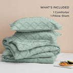 Bedsure Twin Comforter Set - Sage Green Comforter, Boho Tufted Shabby Chic Bedding for Kids, 2 Pieces Vintage Farmhouse Bed Set for All Seasons, Fluffy Soft Bedding with 1 Pillow Sham