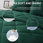 Love's cabin California King Comforter Set Dark Green, 7 Pieces California King Bed in a Bag, All Season Bedding Sets with 1 Comforter, 1 Flat Sheet, 1 Fitted Sheet, 2 Pillowcase and 2 Pillow Sham
