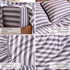 Mellanni King Sheets Set - 4 PC Iconic Collection Bedding - Hotel Luxury, Extra Soft, Cooling Bed Sheets - Wrinkle, Fade, Stain Resistant (King, Oxford Stripe Hazy Lilac)