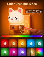 DORESshop Cat Night Lights Plug Into Wall [2 Pack], Cute Night Light for Kids, 8-Color RGB LED Night Light, Nightlight with Dusk to Dawn Sensor for Kids Room, Bathroom, Bedroom Décor, Children Gift