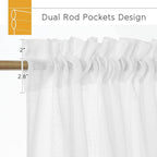 RYB HOME White Curtains 84 inches Long Linen Textured Semi Sheer Curtains Privacy Light Glare Filtering Window Drapes for Living Room Dining Bedroom, White, W 34 x L 84 inches, 2 Panels
