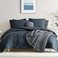 Monbix Twin XL Size Comforter Set - Extra Long 5 Pieces Dorm Bedding Sets, Quilting Design Fluffy Bed in a Bag Twin XL with Sheets, Pillowcase & Sham(Blue Grey)