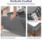 California Design Den Natural 100% Cotton Sheets, Full Size Sheets Set, 400 Thread Count Sateen Bedding, Deep Pockets with All-Around Elastic for a Snug Fit, Cool & Durable Bed Set - Grey