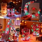 ZNYCYE 4 Pack Fairy Lights Battery Operated, 8.2 Ft 50 LED Fairy Lights with Timer, 8 Modes Christmas Lights, Fair Lights Waterproof for Indoor Wedding Christmas Decorations(Red Green White)
