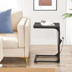 TUTOTAK C Shaped End Table with Charging Station, Side Table for Sofa, Couch Table with Storage Bag, Set of 2, TV Tray Table with 2 USB Ports and Outlets for Living Room, Bedroom, TB01BY0242