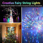 2 Pack Christmas Battery Operated Fairy Lights with Remote, 66FT 200LED Waterproof Battery Christmas Twinkle Lights with Timer, String Light for Bedroom Christmas Decorations (Multicolor)