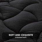 SLEEP ZONE Full Size Cooling Mattress Topper for Double Bed, Premium Zoned Cool Mattress Pad Cover, Padded Mattress Protector Breathable Washable, Deep Pocket 8-21" (Black, Full)