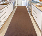 Custom Size Modern Geometric Pattern Carpet Runner Rug for Hallways, Slip Resistant Latex Rubber Backed, 31 inch Wide X Customized Length, Circles Brown, 31 inch X 19 feet