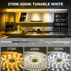 DAYBETTER Under Cabinet Lighting kit, 10 PCS LED Strip Lights with Remote, Dimmable Under Cabinet Lights for Kitchen Cabinet, Counter, TV Back,Showcase 2700K-6500K Warm to Daylight White,Timing,16.4ft
