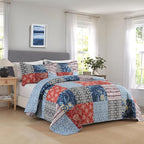 Secgo Twin Comforter Set for Bed - 100% Cotton Quilts Twin Size, Black Bedspreads (68 * 86 Inch) with 2 Pillow Shams, Patchwork Reversible Lightweight Bedding