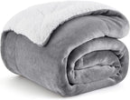 Bedsure GentleSoft Sherpa Fleece Throw Blanket Twin Size for Couch - Thick and Warm Throw for Women and Men, Soft Fuzzy Plush Blanke for Winter, Grey, 60x80 Inches