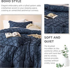 Bedsure California King Comforter Set - Navy Blue Comforter, Boho Tufted Shabby Chic Bedding for Kids, 3 Pieces Vintage Farmhouse Bed Set for All Seasons, Fluffy Soft Bedding with 2 Pillow Shams