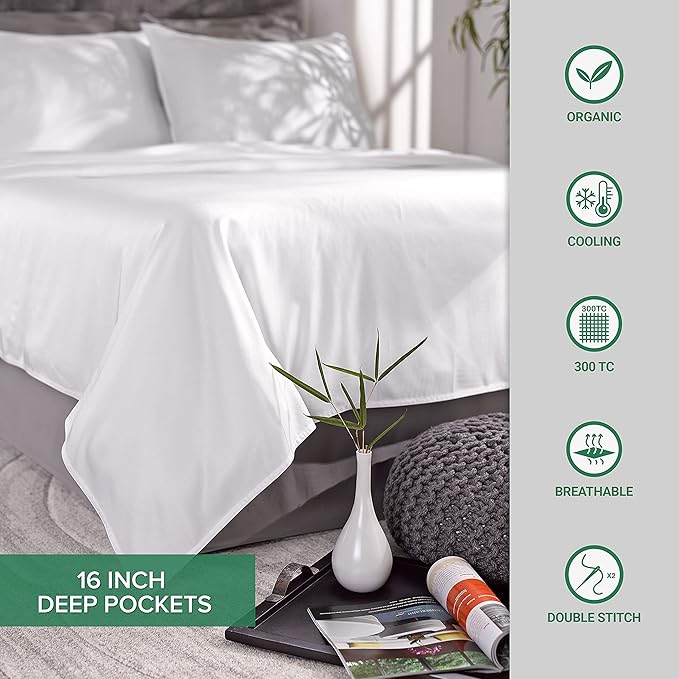 Twin Sheets by Pure Bamboo, Genuine 100% Organic Viscose Derived from Bamboo Bed Sheet Set, Luxuriously Soft & Cooling, Double Stitching, Lifetime Quality Promise (Twin, Ivory)