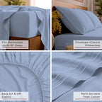 Mellanni Queen Sheets Set - 4 PC Iconic Collection Bedding - Hotel Luxury, Extra Soft, Cooling Bed Sheets - Wrinkle, Fade, Stain Resistant (Queen, Sky Blue)