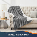 Walensee Sherpa Fleece Blanket (King Size 108”x90” Grey) Plush Throw, Gray Fuzzy Super Soft Reversible Microfiber Flannel Blankets for Couch, Bed, Sofa Ultra Luxurious Warm and Cozy for All Seasons