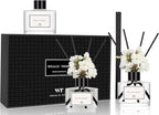 WEALD TRIBE Real Flower Reed Diffuser Set of 3 for Bathroom Air Fresheners, Oil Defusers | Fresh Linen/Ocean/Eucalyptus & Mint Scent(1.7 fl oz Each Pack) Home Fragrance with 12 Stick | Shelf Decor