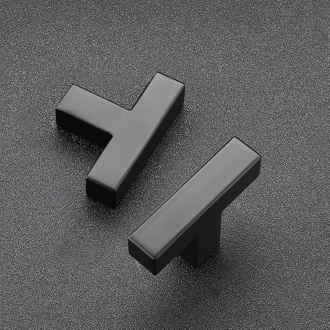 Ravinte 25 Pack Black Cabinet Pulls Single Hole Square Cabinet Handles Matte Black Kitchen Hardware for Cabinet Drawer Pulls Come with Screwdriver