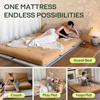 ZonLi Japanese Floor Futon Mattress Queen Size 80"x 60", 100% Cotton Cover 4'' Thicken Tatami Mattress, Foldable Sleeping Pad, Portable Dormitory Tatami Mat, Roll Up Floor Lounger Bed for Adult