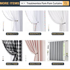 Treatmentex Sage Green Sheer Curtains for Kids-Room 63 inches Slub Textured Pom Pom Window Drapes for Bedroom Sage 52" W x 2 Panels Rod Pocket