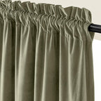 Lazzzy Velvet Blackout Curtains Thermal Insulated Room Window Drapes Super Soft Luxury Curtains for Living Room Bedroom Rod Pocket 2 Panels, Olive Sage, 42" W x 84" L