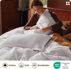 Bedsure Cotton Duvet Cover Queen - 100% Cotton Waffle Weave Bright White Duvet Cover Queen Size, GentleSoft™ and Breathable Bedding Set for All Season, 3 Pieces, 90"x90"