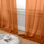 Aiyufeng Orange Sheer Curtains 84 Inches Long 2 Panels Set, Light Filtering Soft Airy Voile Rod Pocket Orange Sheer Window Drapes for Bedroom Living Room, Each 40Wx84L Inches