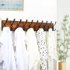 WEBI Wall Mounted Coat Rack, 38 9/16" Long, 10 Hooks, Wood Hanger Rail With Triple Hooks for Hanging Clothes, Jackets - Black/White, 2 Packs