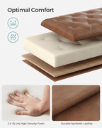 SONGMICS Storage Ottoman, Storage Bench, Tufted Entryway Bedroom Bench, 17.7 x 46.5 x 17.7 Inches, Hinges Easy Lid Operation, Wooden Legs, Synthetic Leather, Loads 330 lb, Coffee Brown ULOM071K01
