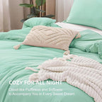 Litanika Comforters Mint Green Queen Size, 3 Pieces Lightweight Solid Bedding Set & Collections, All Season Fluffy Bed Set (90x90In Comforter & 2 Pillowcases)