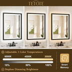 TETOTE LED Bathroom Mirror with Lights Black Metal Framed 30x36 Frontlit & Backlit Vanity Mirror Baroque Gothic Antifog Stepless Dimmable White/Warm/Natural,Wall Mounted(Horizontal/Vertical)